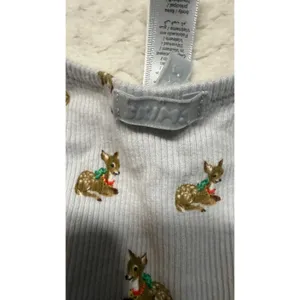 Skims Holiday Deer Ribbed Tank Top Light Blue Fawn Print Scoop Neck Womens M thumbnail 6