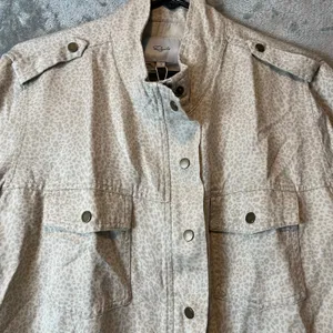 RAILS Collins White Mini‎ Cheetah Jacket Size Large Tencel Linen Cream New thumbnail 3