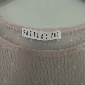 Potter's Pot‎ Pink Ruffled Short Sleeve Sheer Blouse Fairy Fairycore Fae Peplum thumbnail 3