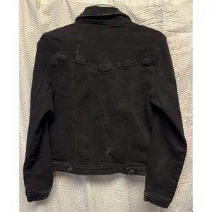 1511 Inc. Women's Distressed Size Medium Black Denim Trucker Pockets‎ thumbnail 12