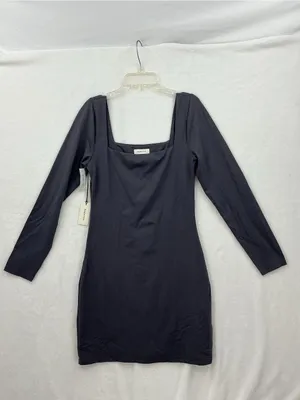 NWT Babaton Charcoal Long-Sleeve Square Neck Bodycon Dress thumbnail 2