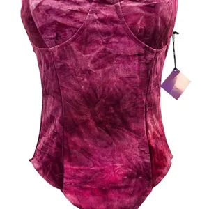 NWT Forever 21 Party Collection Velour Bodysuit Burgundy Strappy Bustier M thumbnail 5