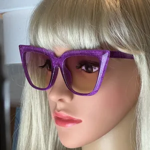 Candy Color Glittering Cat Eye Sunglasses - Pretty Purple thumbnail 3