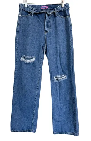 Edikted Roll Down Waist Distressed Baggy Jeans Women’s Size M Y2K thumbnail 1