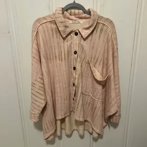 Free People Montauk High/Low Button-Up Shirt Jacket Shacket Tea Combo NWT Size L thumbnail 8