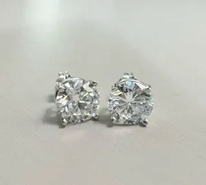 14K White Gold Lab Grown Diamond Stud Earrings thumbnail 1