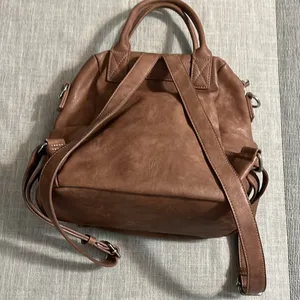 Urban Expressions Brown Faux‎ Leather Mini Backpack Convertible Crossbody Bag thumbnail 3