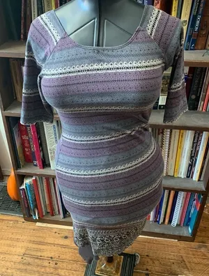 Free People Intimately boho striped scoop neck M bodycon dress thumbnail 1