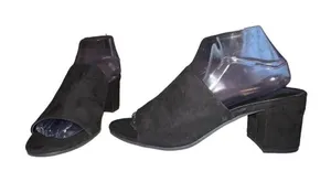 American Eagle‎ Women Black Suede Slip On Mule Block Heel Open Toe Size 9 Shoe thumbnail 1