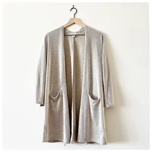 Donni Antropologie Slouchy Cardigan Open Pockets Layer Textured Ribbed Loose Fit thumbnail 2