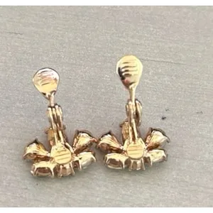 Cluster Studs clear crystals fanned, floral silhouette rose gold backing clip-on thumbnail 4