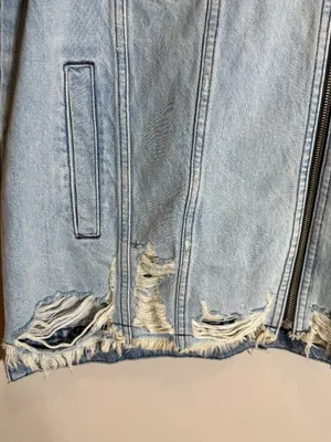 Free People We The Free Your Dad's Distressed Denim Jean Jacket Women's Medium thumbnail 12