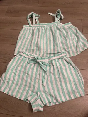 Stoney Clover x‎ Target Lane Mint Green Striped Linen Blend Two Piece Set Size L thumbnail 5