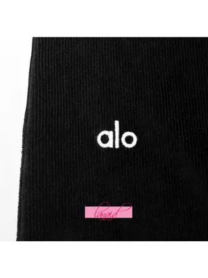 NEW Alo Micro Corduroy Dreamer Wide Leg Trousers Black High-Rise Waist Waisted M thumbnail 8
