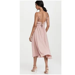 Anthropologie O.P.T Gigi Midi Dress Size Medium Pink Open Back Chiffon Wedding thumbnail 15