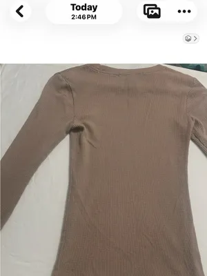 Planet Gold Taupe Waffle-Knit Long Sleeve Tee thumbnail 2
