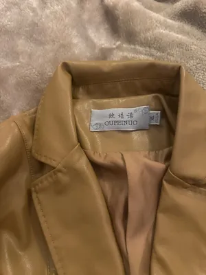 Tan faux leather blazer jacket Size M thumbnail 3