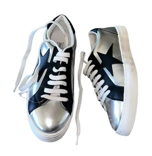 NEW Steve Madden Rezume Silver/Black Lace Up Rounded Toe Fashion Leather thumbnail 1