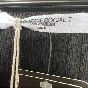 Project Social T NWT Getaway Notch Neck Sweater Ribbed Pullover Black Size Small thumbnail 5