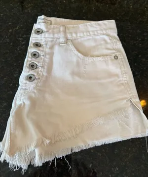 Free People We The Free White Distressed Button Fly Shorts thumbnail 1