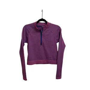 Lululemon Rest Less Cropped Rib Half Zip Sweatshirt Psychic Sonic Pink Medium thumbnail 3