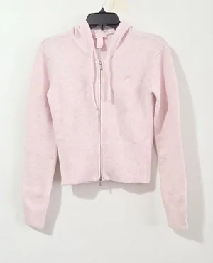 Victoria's Secret PINK Front-Zip Shrunken Sweater Hoodie - Pink Petal - Size M thumbnail 1