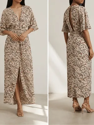 Fame & Partners Animal Print Mix Champagne Satin The Sayge Maxi Dress thumbnail 2