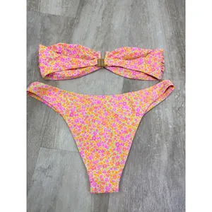 Kulani Kinis Champagne Blossom V Strapless Bandeau Top Vintage V Cheeky Bottoms thumbnail 5