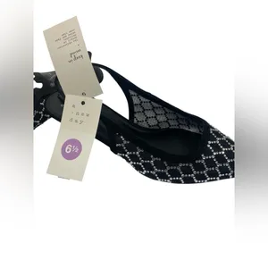 A New Day 6.5 Rhinestone Sexy Slingback Black Mesh Pointed Toe Heels Wedding thumbnail 7