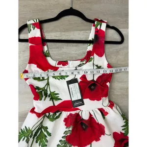 NEW Club L London ALIA Poppy Print Scoop-Neck Tiered Volume Hem Mini Dress US 4 thumbnail 9