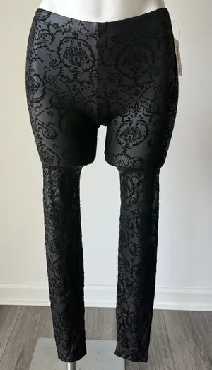 See You Monday Black Damask Pattern Leggings  thumbnail 1
