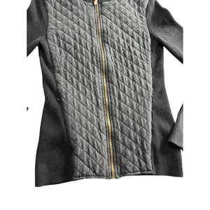 J. McLaughlin Full Zip Quilted Jacket Pockets Women's XS Black Silk Ribbed thumbnail 6