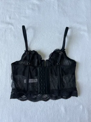 Black Auden Sheer Lace Corset Style Bralette - Size s thumbnail 2