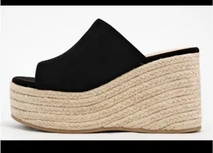 Soda Black Espadrille Wedge Sandal thumbnail 3