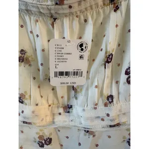 Free People Prairie Field Top Swan Combo NWT Smocked Boho Cottagecore Fairy Sz L thumbnail 7