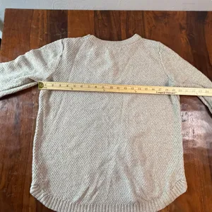 Pink Clover Oatmeal Beige Textured Knit Crewneck Sweater Curved Hem Large thumbnail 5