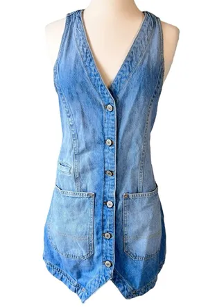 Free People We The Free Out Of Office Vest Dress in Busy Blue thumbnail 1