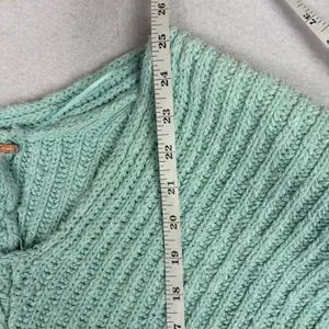 Free People Sunset V-Neck Pullover Sweater Women's M Blue Chunky Knit Boho Cozy thumbnail 6