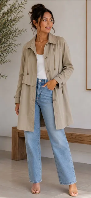 Misty Harbor Women’s Beige Cotton Blend Trench Coat. Size: 6P thumbnail 1