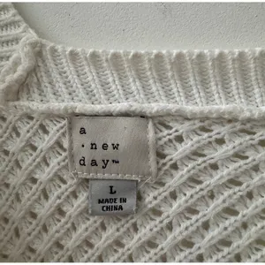A New Day White V‎ Neck Open Knit Sweater thumbnail 5
