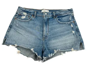 NWT Abercrombie &‎ Fitch the mom short high rise denim shorts sz 32 thumbnail 1