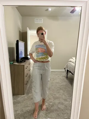 Extra Small White Pinstripe Linen Pants Size XS thumbnail 4