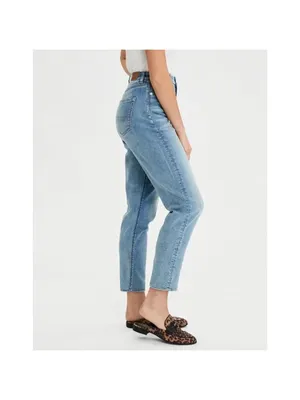 American Eagle Stretch Straight Leg Mom Jeans Medium Wash Denim Tapered Size 4 thumbnail 3