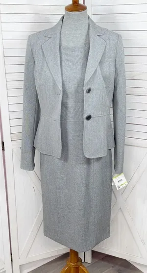 Kasper Sheath Dress Blazer Suit Women 4 Sharkskin Grey‎ Professional Business thumbnail 1