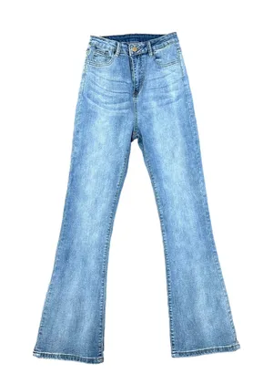 SheIn, size 0, blue, high-waisted flare jeans thumbnail 1