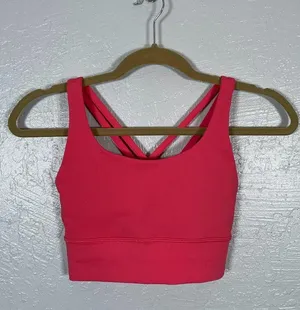 Lululemon Women 4 Coral Pink Energy Sports Bra Long Line Strappy Athleisure thumbnail 1
