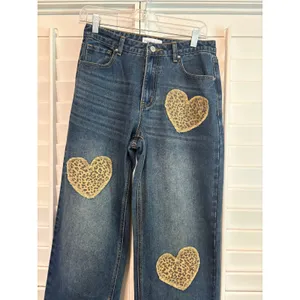 Angel Kiss‎ Leopard Heart Patch Jeans thumbnail 4