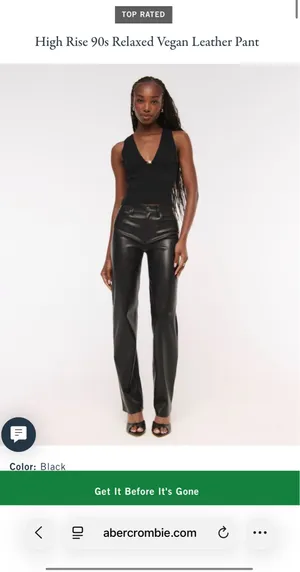 Abercrombie Leather 90s straight High-Rise Pants thumbnail 4