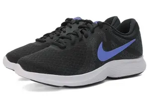 Nike Black Athletic Trainers with Purple Swoosh thumbnail 1