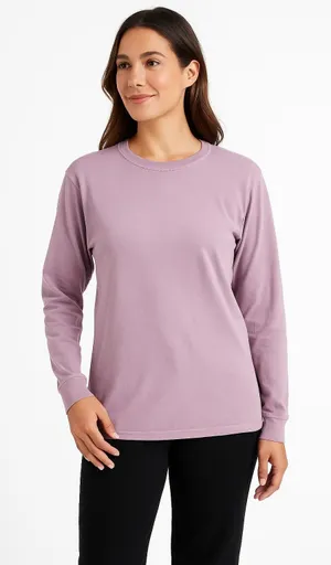 Comfort Colors Comfort Wash Long Sleeve Tee Womens Size Large‎ Purple Crew Neck Cotton thumbnail 1